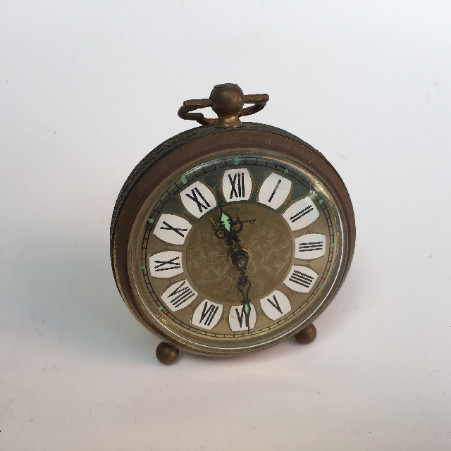 CLOCK, Alarm - Small Ornate Gold