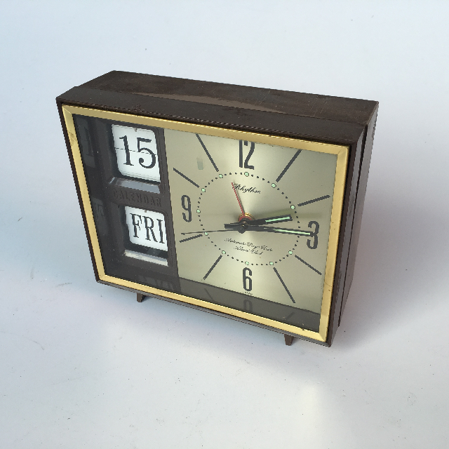 CLOCK, Flip Clock - Gold Timber Rhythm 15cmW x 13cmH