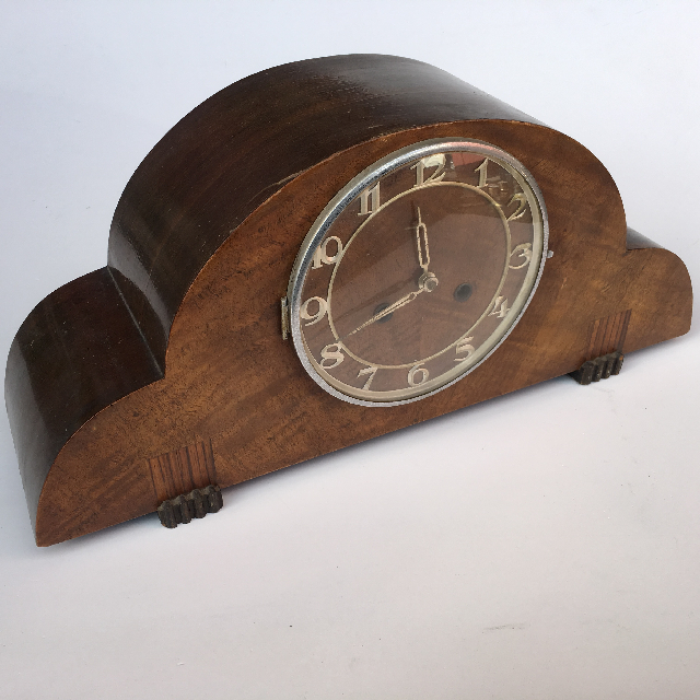 CLOCK, Mantel Clock - 1930s Timber