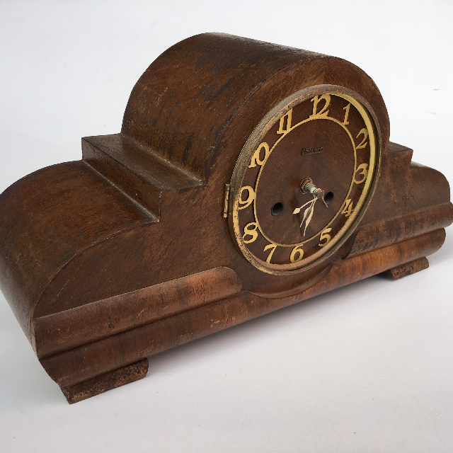 CLOCK, Mantel Clock - 1930s Timber (No Glass)