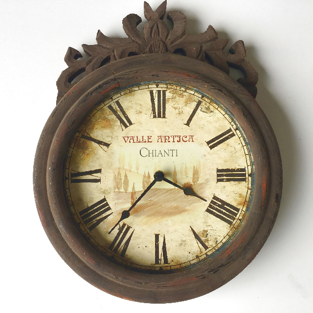 CLOCK, Wall Mount - Provincial w Faux Rust Frame
