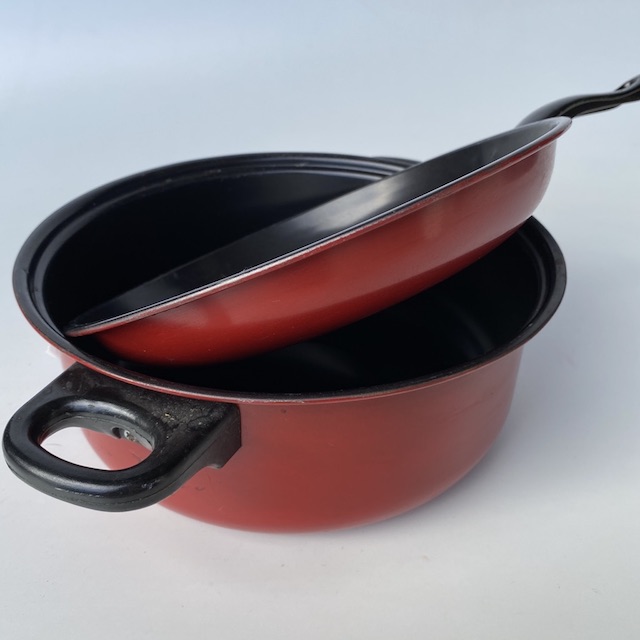 POTS n PANS, Red w Black Handle - Casserole or Frypan
