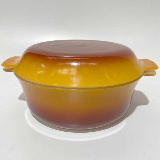 SERVING DISH, Mustard Yellow Pyrex w Lid