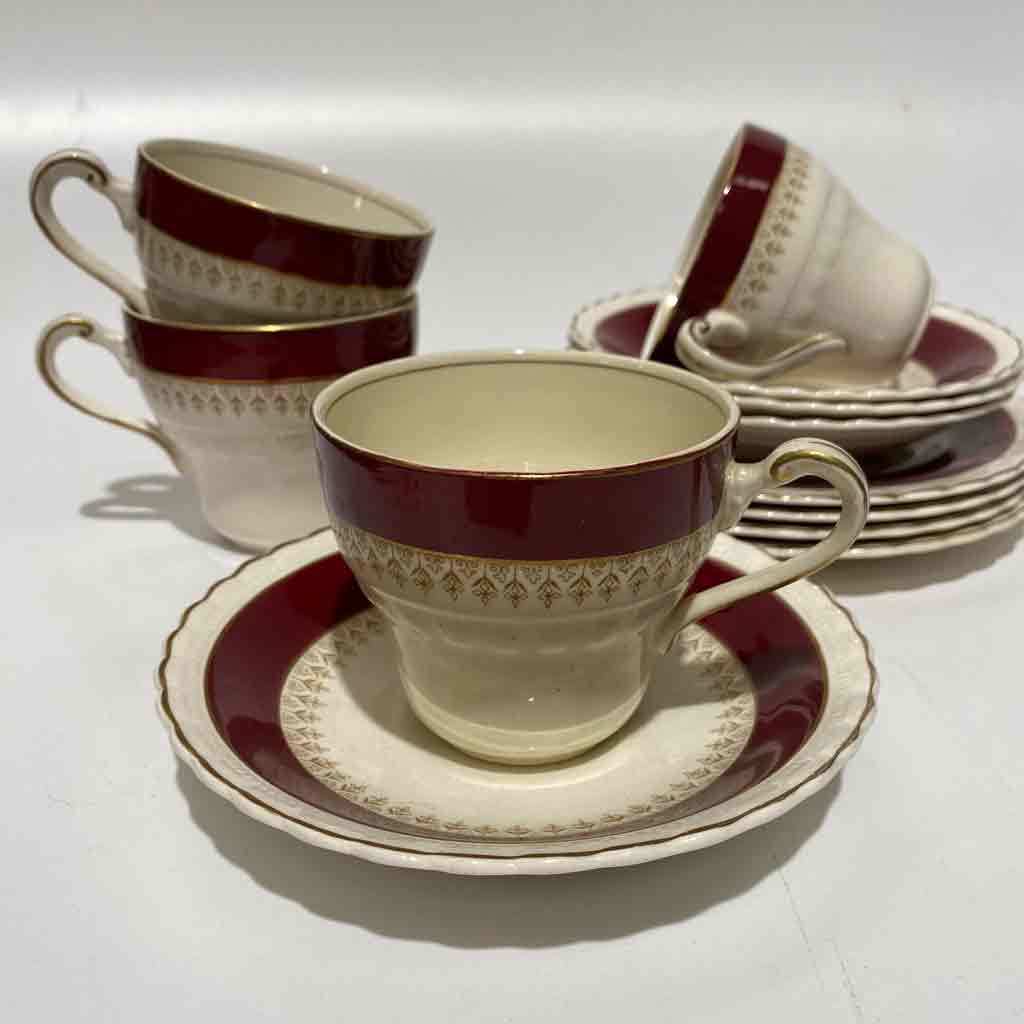 DINNERWARE, Vintage Part Set - Maroon Regency Stripe
