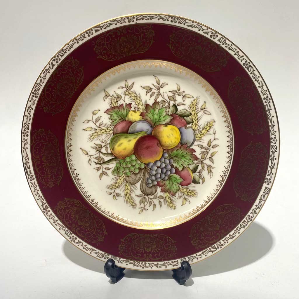 PLATE, Burgundy Regency w Fruit