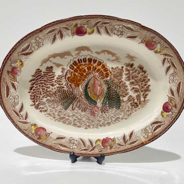 PLATTER, Vintage Serving Plate - Sepia Turkey