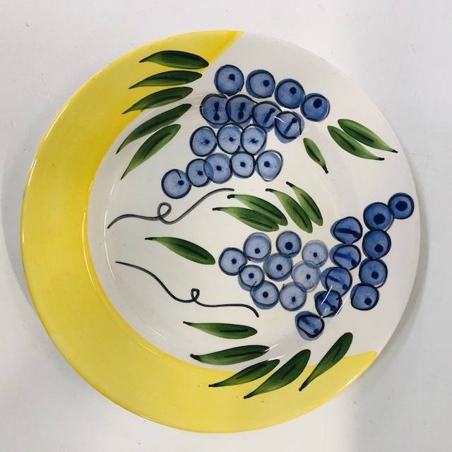 PLATTER, Hand Painted Yellow w Grapes