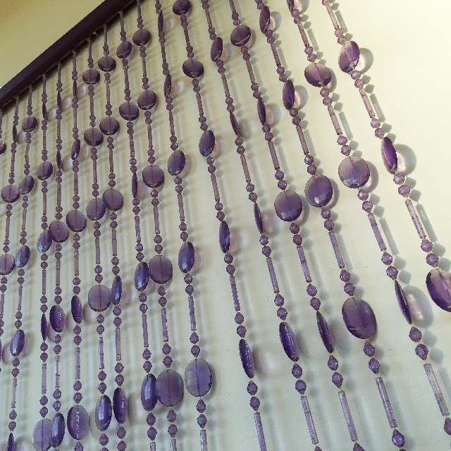 CURTAIN, Beaded 1970s Vintage Purple