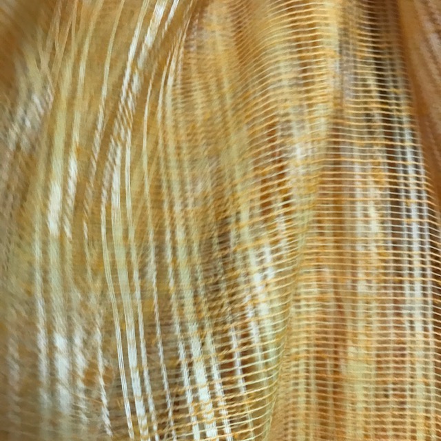 CURTAIN, Single 1970s Gold Tan Net 170cm x 107cmD