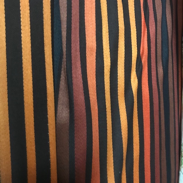 CURTAIN, Pair Orange Yellow Black Stripe 120cm x 210cmD