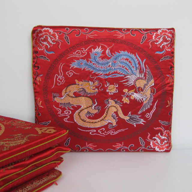 CUSHION, Asian - Seat Pad w Assorted Chinese Designs