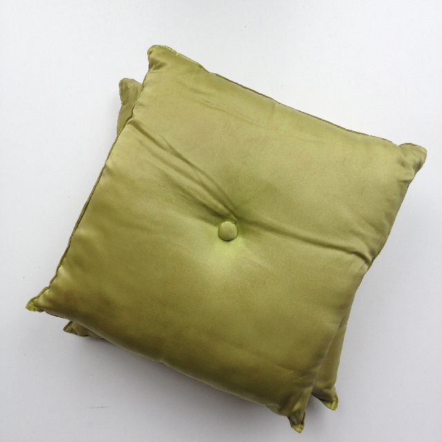 CUSHION, Green Silk w Button 35cm (Small)