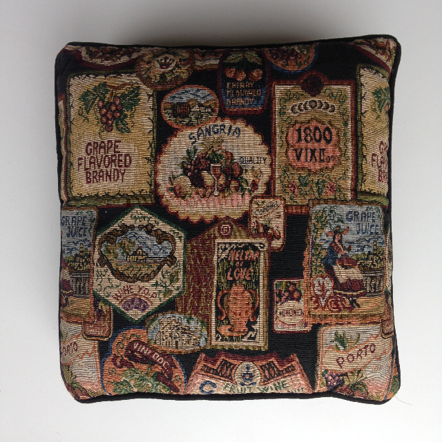 CUSHION, Tapestry - Vintage Labels