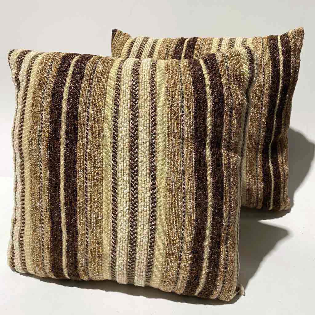 CUSHION, Brown Beige 1970s Stripe