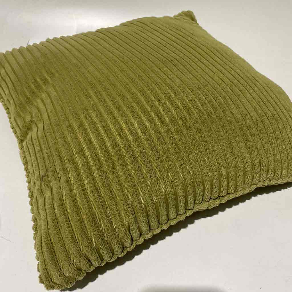 CUSHION, Green - Olive Velour Ribbed