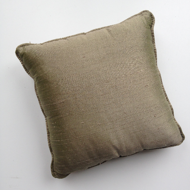 CUSHION, Green / Brown Silk 35cm (Small)