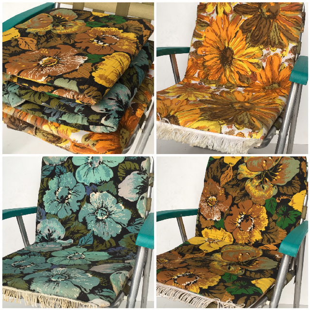 CUSHION, Retro Floral Outdoor Chair Cushions