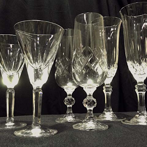GLASSWARE, Crystal or Cut Glass - Champagne Flute Assorted
