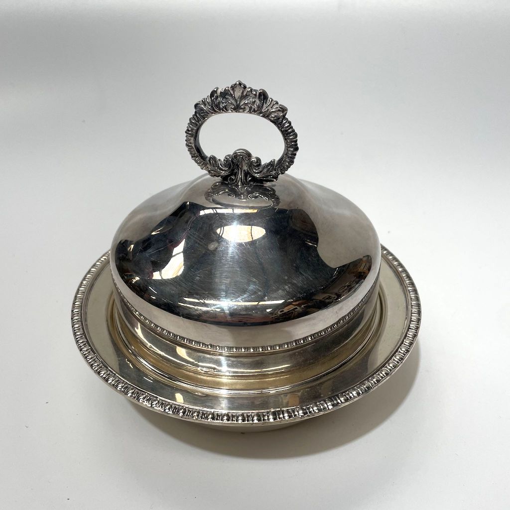 SERVING DISH, Small Round Silverware, Lid and Bowl