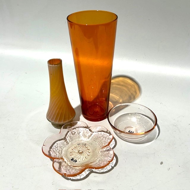 ART GLASS (VASES, BOTTLES, BOWLS), Orange 