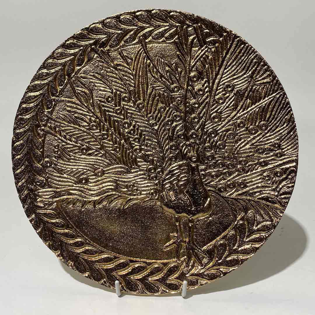 DECOR PLATE, Gold Peacock