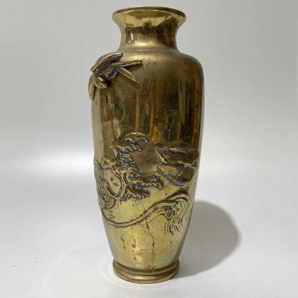 VASE, Brass Swallows and Wave 24cmH