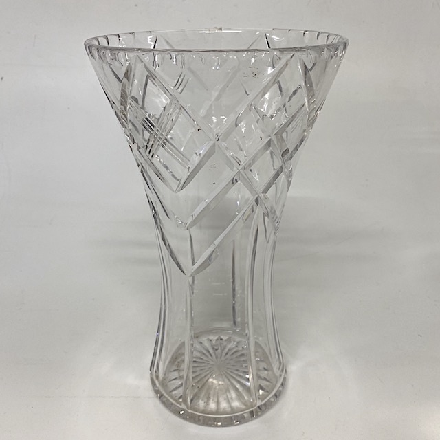 VASE, Glass - Cut Glass 35cm H