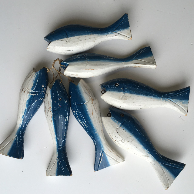 FISH, Nautical Decor - String Blue Wooden or FIS0004 - FISH, Nautical Decor - Single 