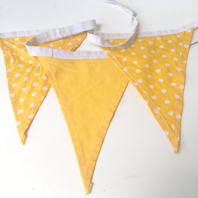BUNTING, Yellow & Yellow Polka Dot - 3m Length,  BUN0015 6m Length 