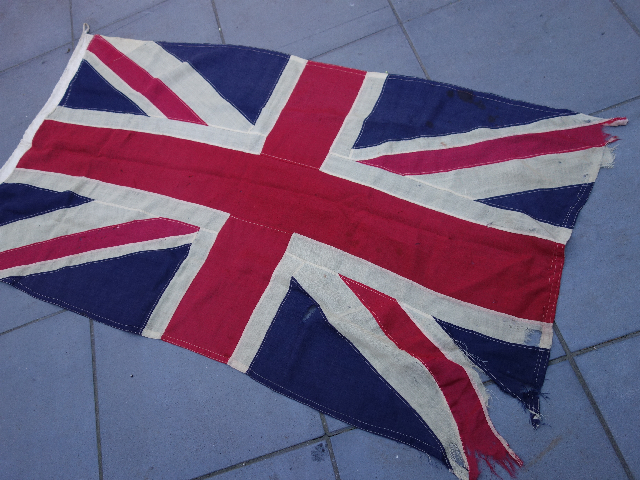 FLAG, British Union Jack Cotton Stitched Aged Torn 90 x 170cm