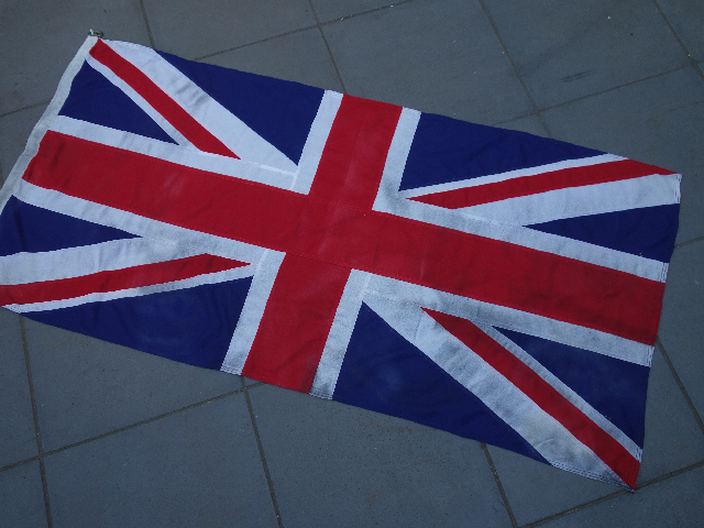 FLAG, British Union Jack Stitched Cotton - Slightly Aged 90 x 180cm