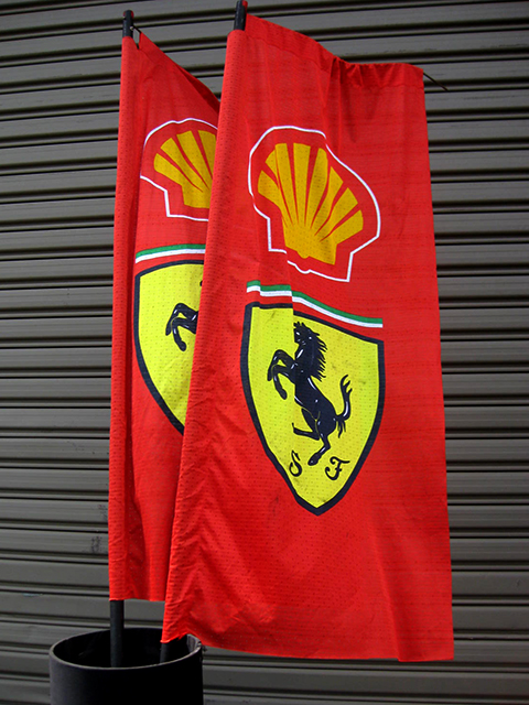 FLAG, Ferrari Shell on 2.4m H Poles - Red (Flags 60 x 150cm)