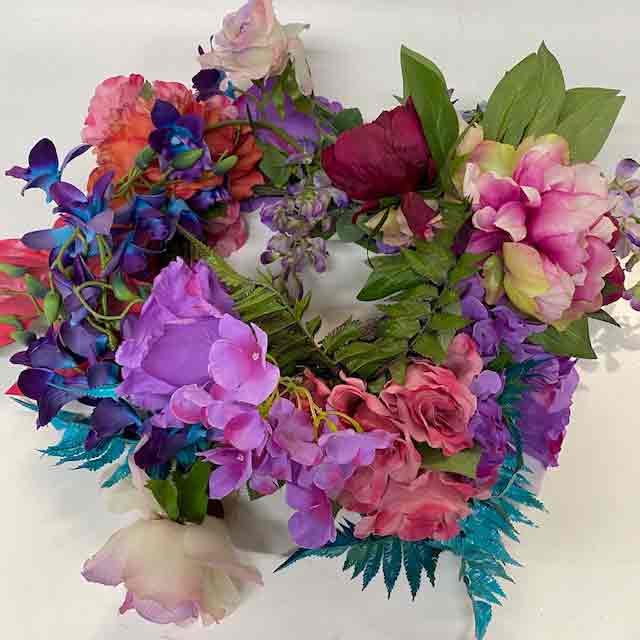 FLORAL ARRANGEMENT, Pink Purple Salmon and Electric Blue (Made to Order)