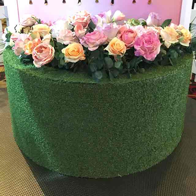 PLANTER, Flower Box - Faux Grass Semi Circle 1m W x 30cm H (Comes Empty - Floral Additional)