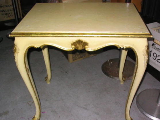 TABLE, Side Table - Queen Anne Cream & Gold (58 x 43 x 57cmH)