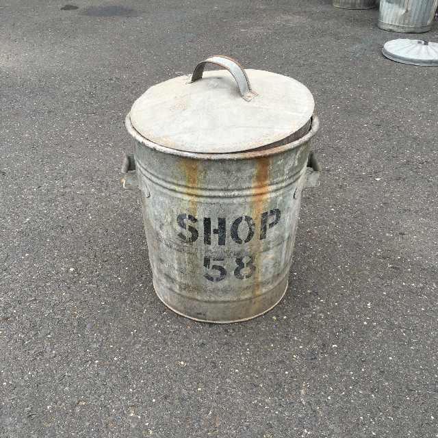 GARBAGE BIN, Galvanised - Shop 58