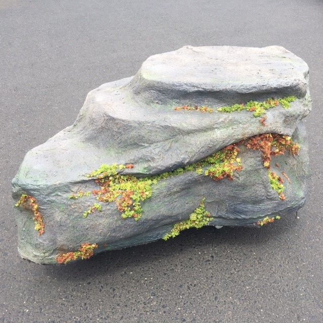 ROCK, Grey Flat Top Rock w Mossy Detail 1.2m L x 60cm W x 55cmH