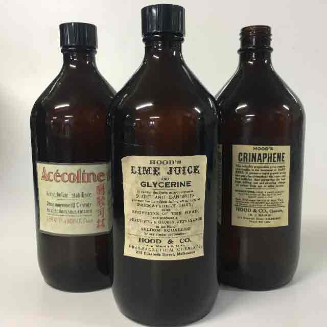 BOTTLE, Medical Large Brown Glass w Vintage Label