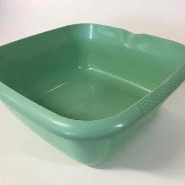 BOWL, Wash Bowl - Square Green Plastic