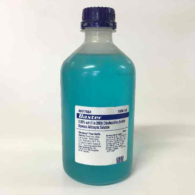 BOTTLE, Medical Baxter w Blue Liquid