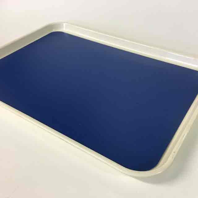 TRAY, White w Blue Mat - Cafeteria Style