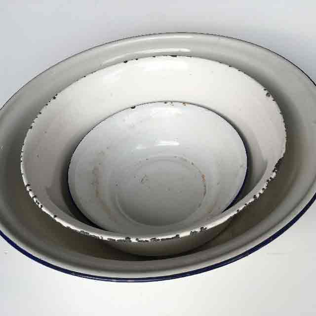 BOWL, Wash Bowl White Enamel Large / BOW0003 - Medium / BOW0004 - Small 
