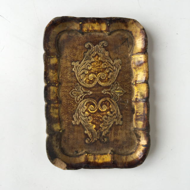 TRAY, Rectangular Ornate Wooden  (Ex Small)