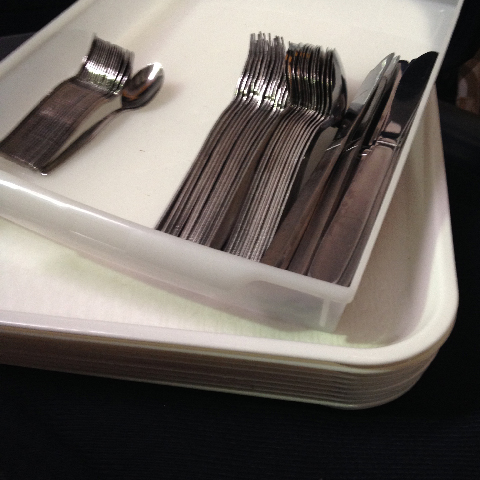 TRAY, White plastic cutlery tray