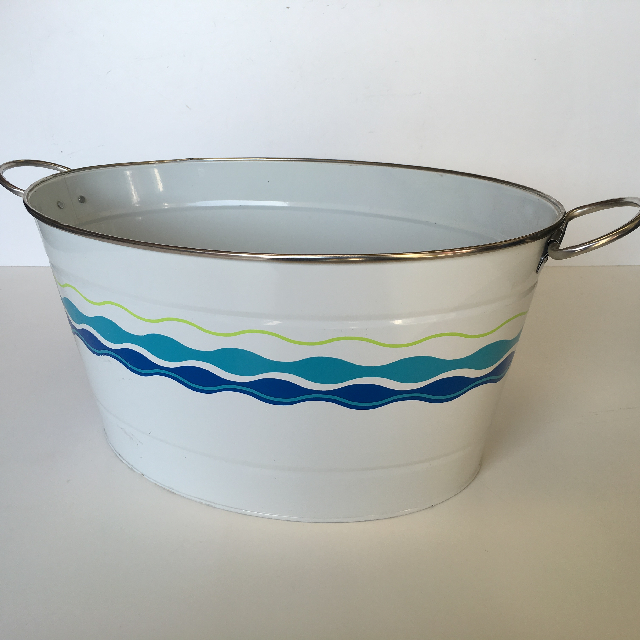 TUB, White Enamel w Blue Wave