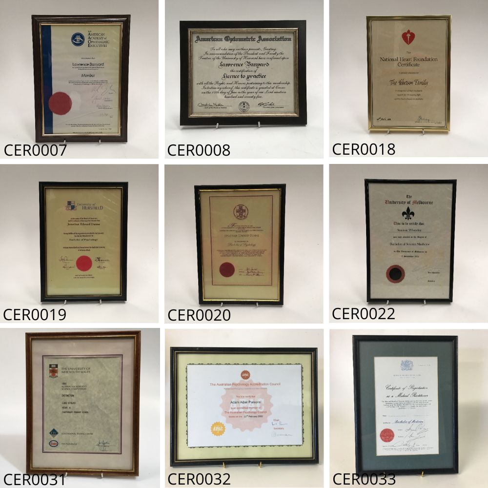 CERTIFICATE, Medical & Science - Refer to codes