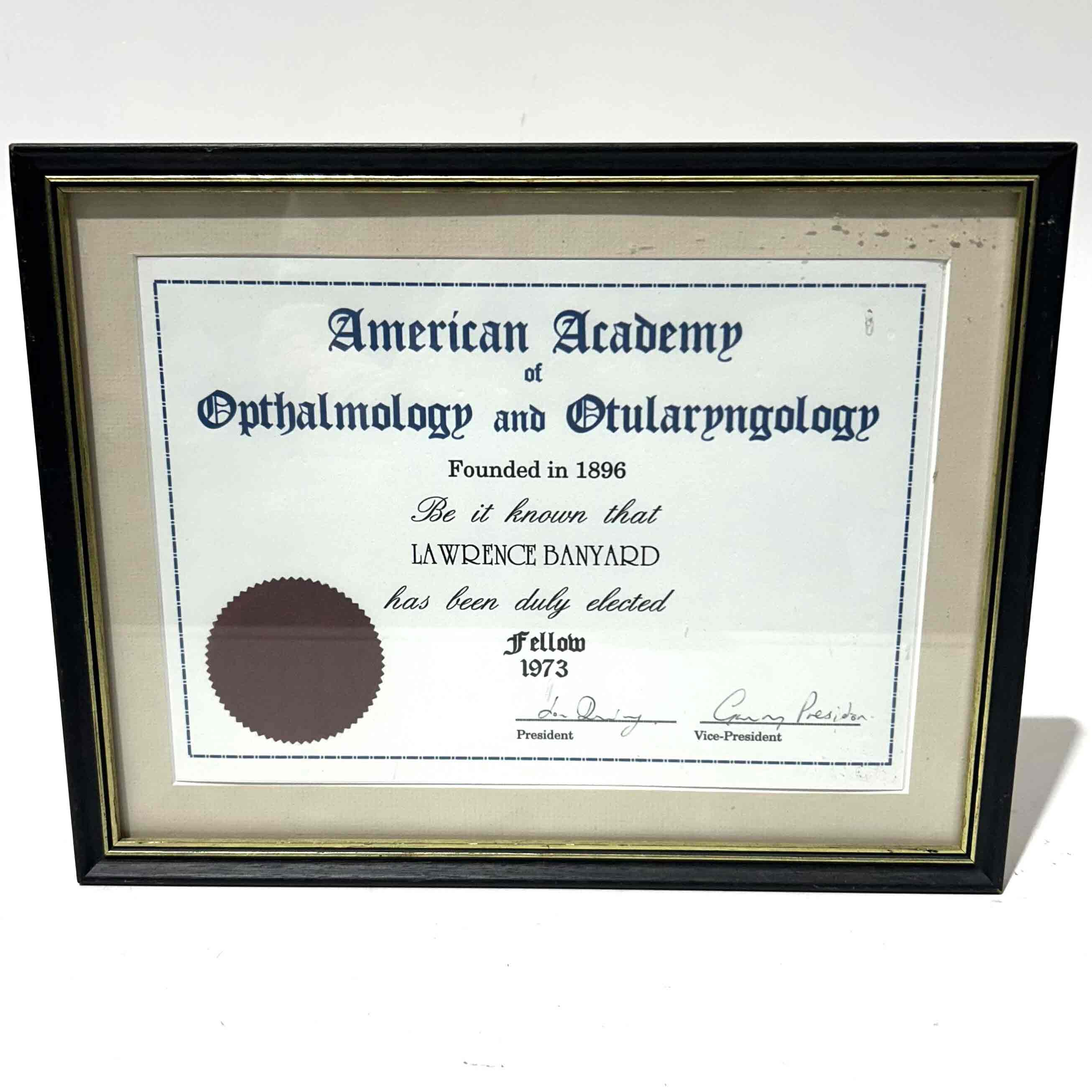 CERTIFICATE, American Academy, Opthamology