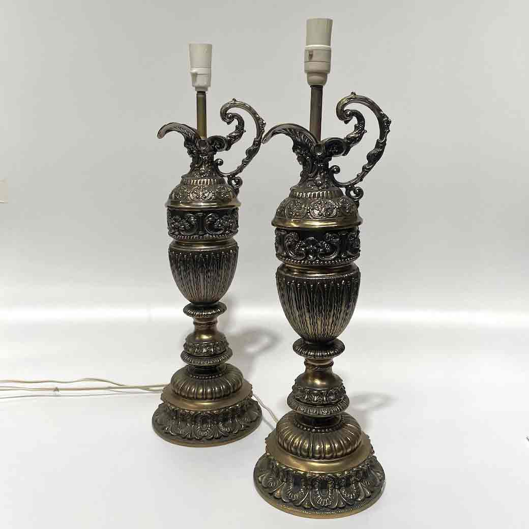 LAMP, Base (Table) - Brass 65cm Ornate w Handle