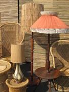 LAMP, Base (Floor) - 1950s Wood w Table