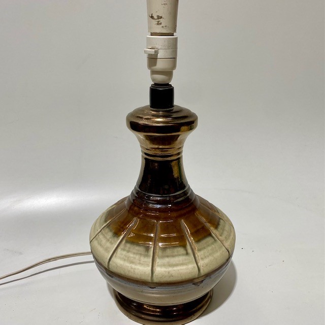 LAMP, Base (Table) - 1970s (Large) Brown Cream Glazed (Style 2)